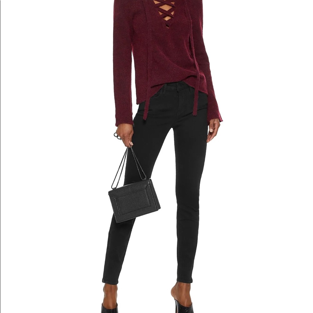 L'Agence Black Noir Chanelle Mid-rise Skinny Jeans NWT NEW SZ 25 Lagence